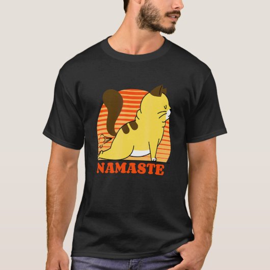 T-shirt Yoga Cat Namaste Stretch (Devant)