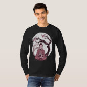 T-shirt Yoga cherry blossom tree meditate Japanese writing (Devant entier)