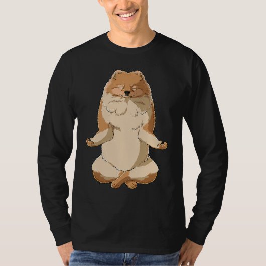 T-shirt Yoga Dog Pomeranian (Devant)