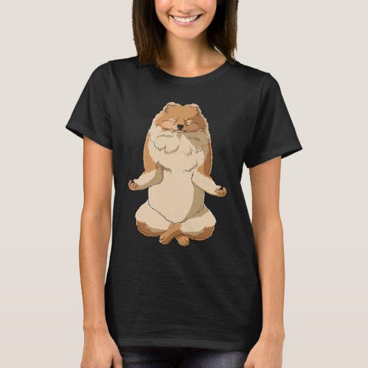 T-shirt Yoga Dog Pomeranian (Devant)