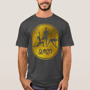 T-shirt Yoga d'or Asanas Symboles sur beige pastel