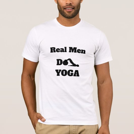 T-shirt *~* Yoga - Les vrais hommes font YOGA Blanc (Devant)