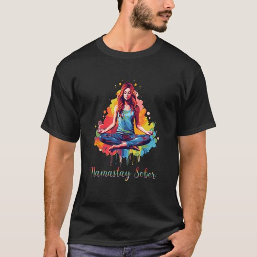 T-shirt Yoga Meditate Exhale Inhale Tipsy Boire Namasta (Devant)