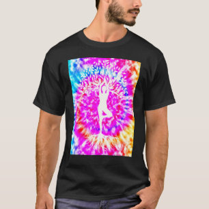 T-shirt Yoga Namaste Lune Tie Die Arbre Bouddha