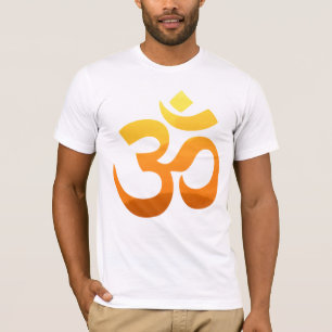 T-shirt Yoga Om Mantra Gold Sun Front Design Hommes Blanc
