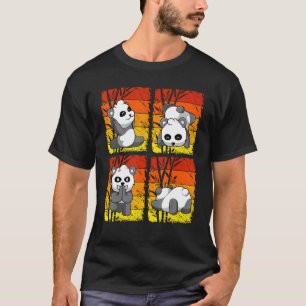 T-shirt Yoga Panda Animaux Mangeant du Bambou Chinois Gym