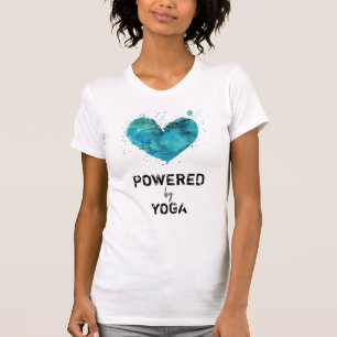 T-shirt *~* Yoga Turquoise Blue Watercolor Coeur
