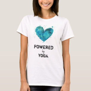 T-shirt *~* Yoga Turquoise Blue Watercolor Coeur