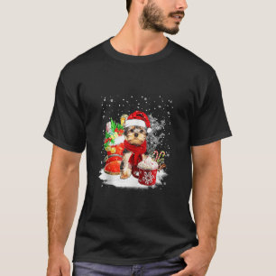 T-shirt York Shire Terrier Chien Santa Hat Noël Hiver C