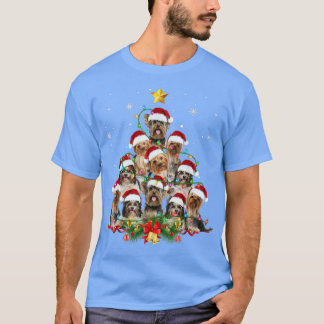 T-shirt Yorkie Arbre de Noël Lumières Santa Chapie Noël Yo