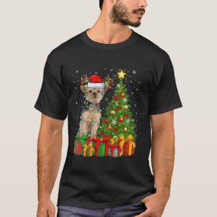 T-shirt Yorkie Chien Éclairage Xmas Arbre Santa Hat Yorkie