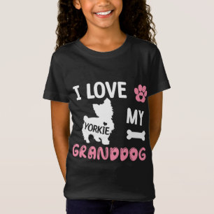 T-Shirt Yorkie Chien Grandma Cadeaux J'Aime Mon Grand-Chie