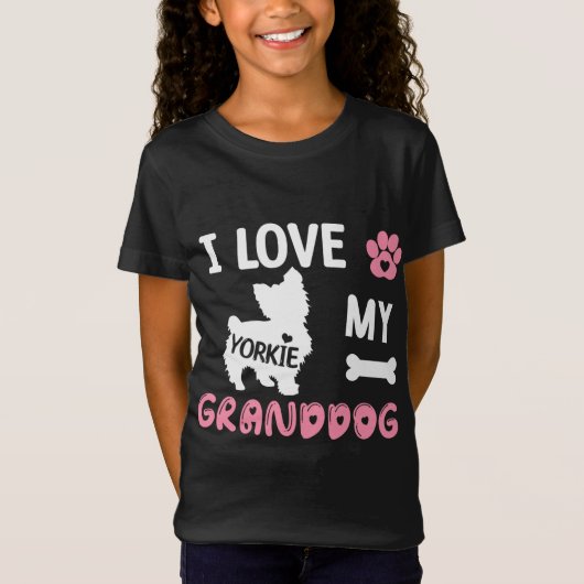 T-Shirt Yorkie Chien Grandma Cadeaux J'Aime Mon Grand-Chie (Devant)