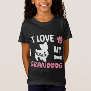 T-Shirt Yorkie Chien Grandma Cadeaux J'Aime Mon Grand-Chie