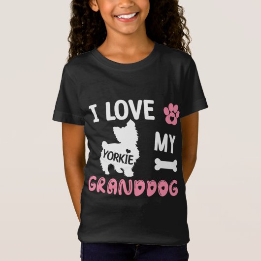 T-Shirt Yorkie Chien Grandma Cadeaux J'Aime Mon Grand-Chie (Devant)