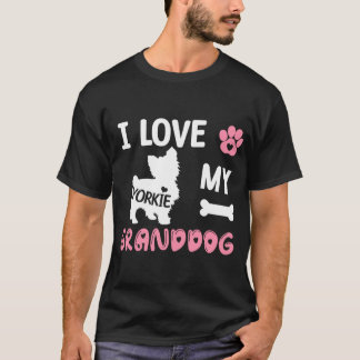T-shirt Yorkie Chien Grandma Cadeaux J'Aime Mon Grand-Chie