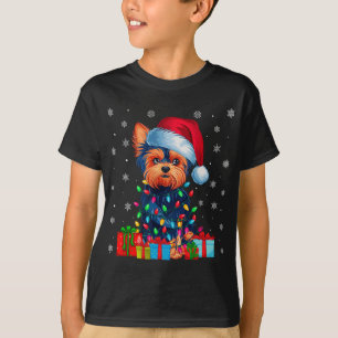 T-shirt Yorkie Chien Moins Vilants Noël Éclairage Santa Ch