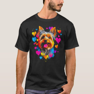 T-shirt Yorkie Chien Yorkshire Terrier Jaune Bleu Rose Rou