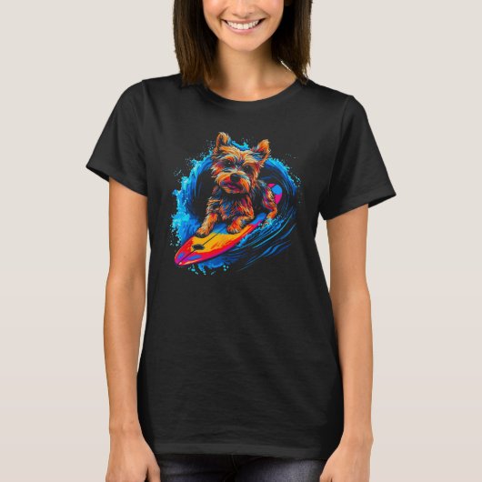 T-shirt Yorkie Chien Yorkshire Terrier Surf (Devant)