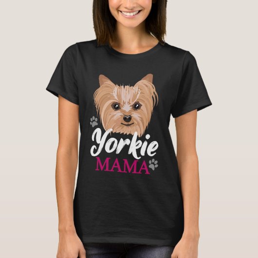 T-shirt Yorkie Mama Maman Mère Cute Yorkshire Terrier Chie (Devant)