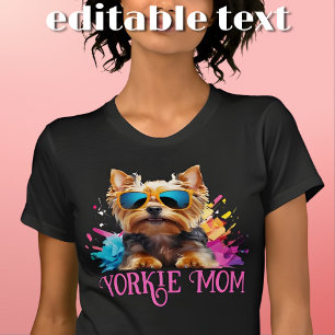 T-shirt Yorkie Maman Chien Lunettes de soleil