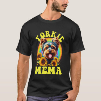 T-shirt Yorkie Mema Yorkshire Terrier Chien Tournesol Long