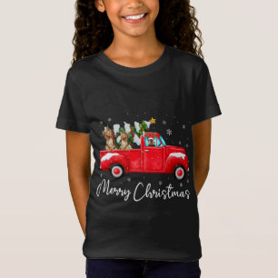 T-Shirt Yorkie Red Truck Noël Santa Hat Chien Noël Noël