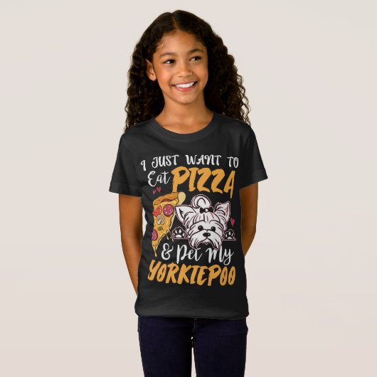 T-Shirt Yorkiepoo Amoureux des chiens Pizza Funny Chien Ma (Devant entier)