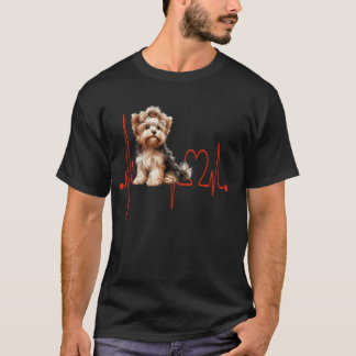 T-shirt Yorkipoo Chien Heartbeat Funny Chien Maman et Papa