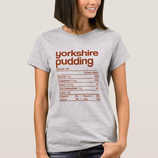 T-shirt Yorkshire Pudding Nutrition Fact Thanksgiving (Devant)