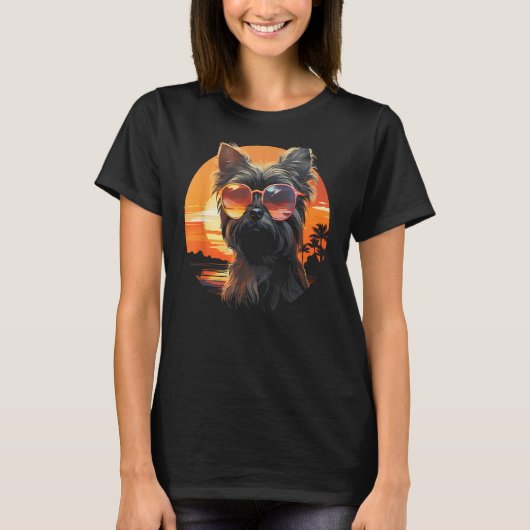 T-shirt Yorkshire Terrier Avec Lunettes De Soleil Retro Su (Devant)