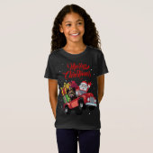 T-Shirt Yorkshire Terrier Avec Père Noël En Camion Rouge D (Devant entier)
