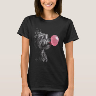 T-shirt Yorkshire Terrier Blowing Bubble Gum Pink
