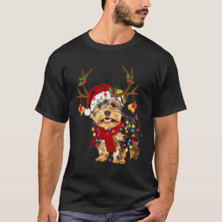 T-shirt Yorkshire Terrier Chien Avec Rindeer Horn Funny Ch