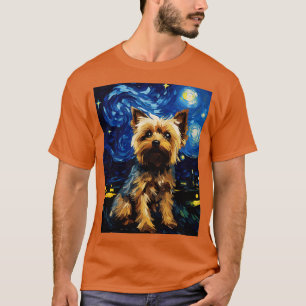 T-shirt Yorkshire Terrier Chien Starry Night Van Gogh Art 