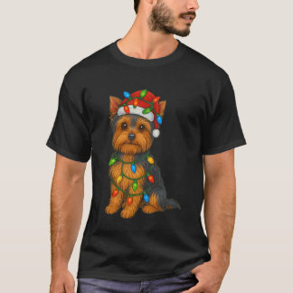 T-shirt Yorkshire Terrier Christmas Lights Dog Lover Xmas 