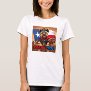 T-shirt Yorkshire Terrier Dieu bénisse le Texas