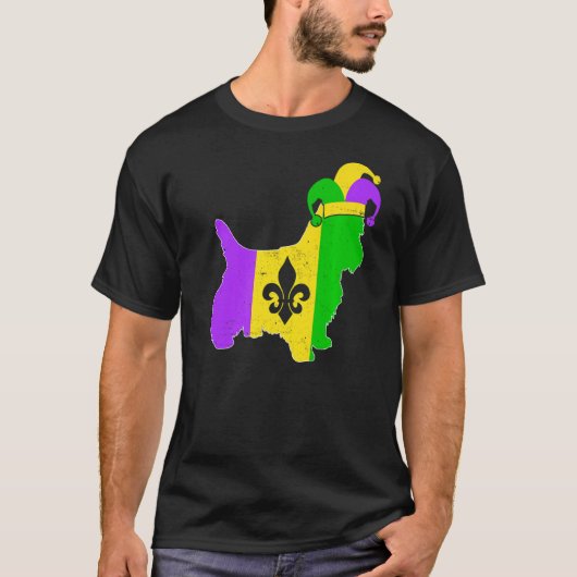 T-shirt Yorkshire Terrier Dog Mardi Gras Carnival Funny Pu (Devant)