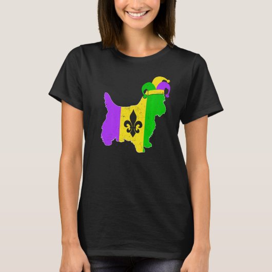 T-shirt Yorkshire Terrier Dog Mardi Gras Carnival Funny Pu (Devant)