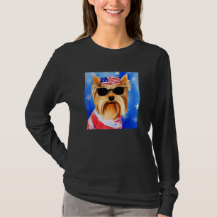 T-shirt Yorkshire Terrier Drapeau américain Chien Patrioti