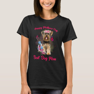 T-shirt Yorkshire Terrier Fleur Joyeuse Fête des Mères À L