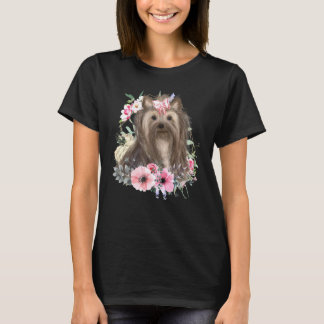T-shirt Yorkshire Terrier Fleurs Chien Design de Chien Flo