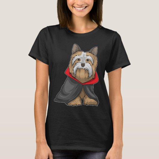 T-shirt Yorkshire Terrier Halloween Vampire (Devant)