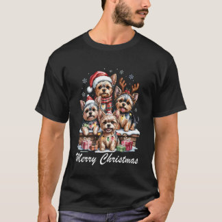 T-shirt Yorkshire Terrier Joyeux Noël Drôle de chien Yorki