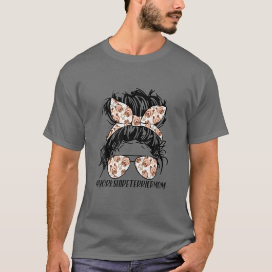 T-shirt Yorkshire Terrier Messy Bun Chanteur Chien Proprié (Devant)