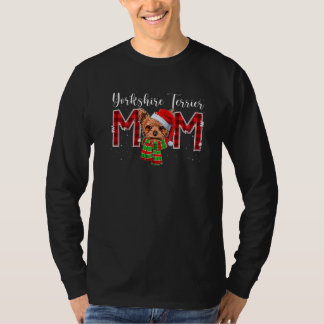T-shirt Yorkshire Terrier Mom Santa Plaid Dog Mom Christm