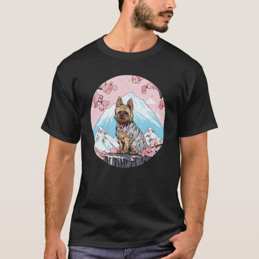 T-shirt Yorkshire Terrier Mont Fuji Funny Chien Landmark (Devant)
