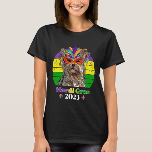 T-shirt Yorkshire Terrier Party Chien Mardi Gras 2023 (Devant)