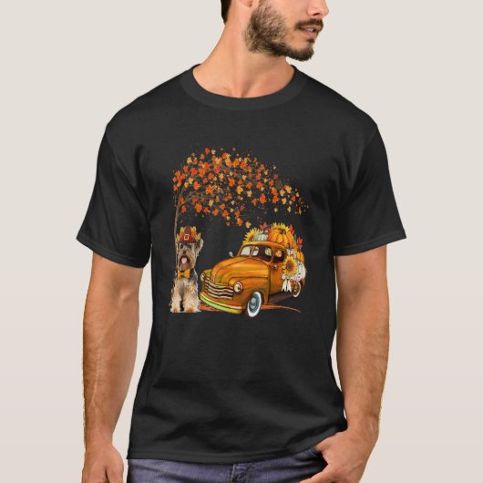 T-shirt Yorkshire Terrier Portant Casquette Automne Camion (Devant)