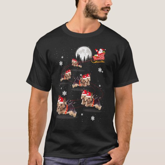 T-shirt Yorkshire Terrier Reindeer Père Noël Noël Pour Chi (Devant)